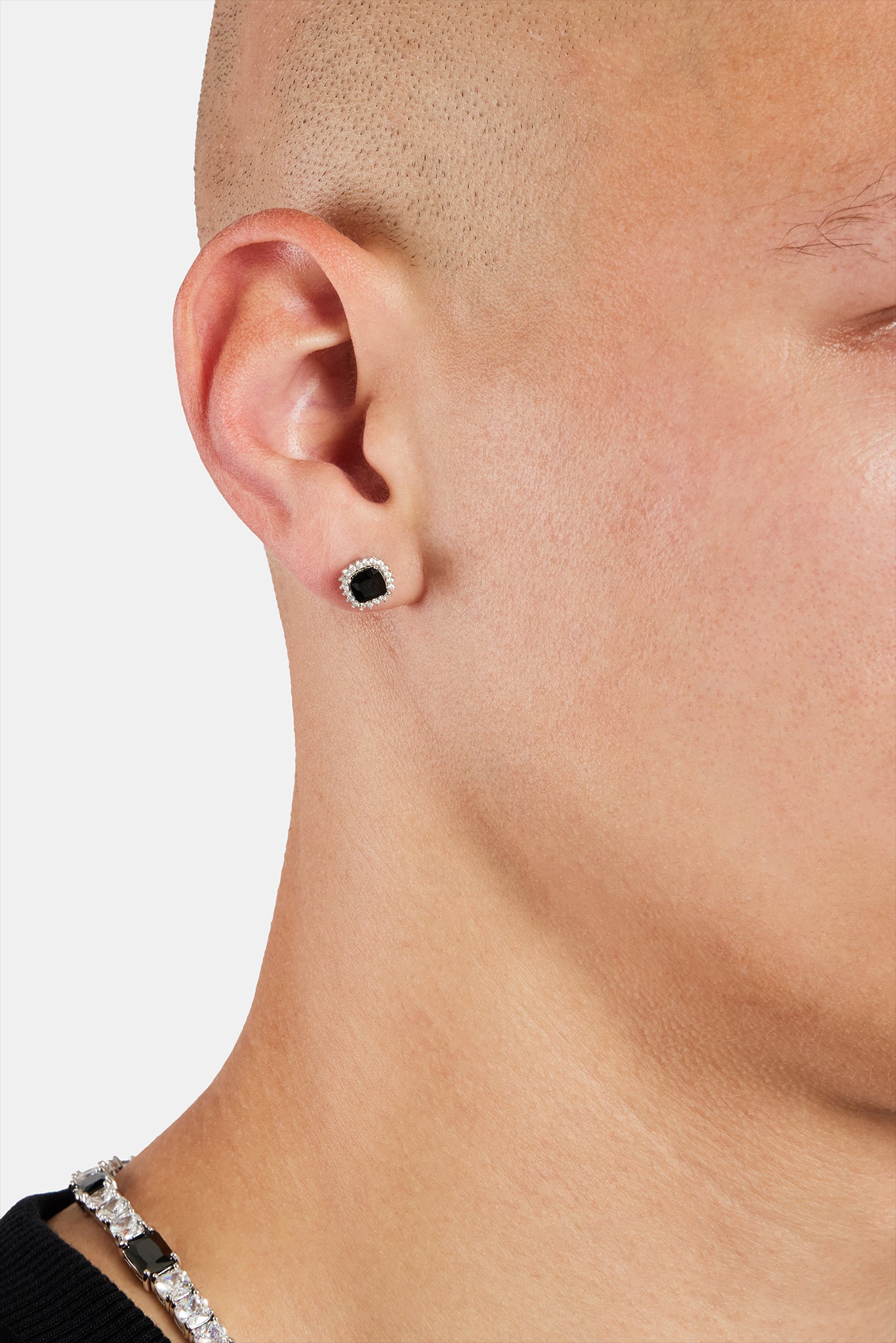 Iced Square Cluster Ohrringe - Schwarz